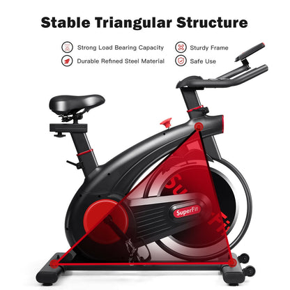 Stationary Exercise Bike Silent Belt with 20LBS Flywheel, Black Exercise Bikes at Gallery Canada