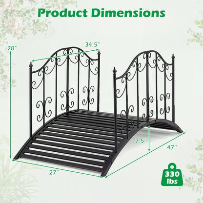 3.9 Ft Garden Metal Bridge, Black Outdoor Decor at Gallery Canada