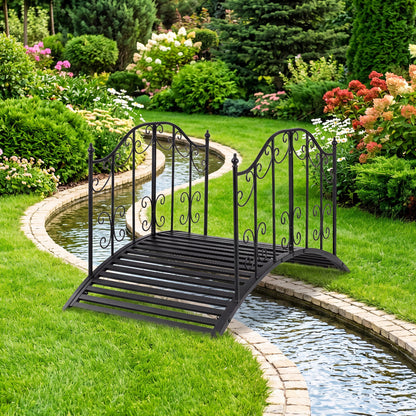 3.9 Ft Garden Metal Bridge, Black Outdoor Decor at Gallery Canada