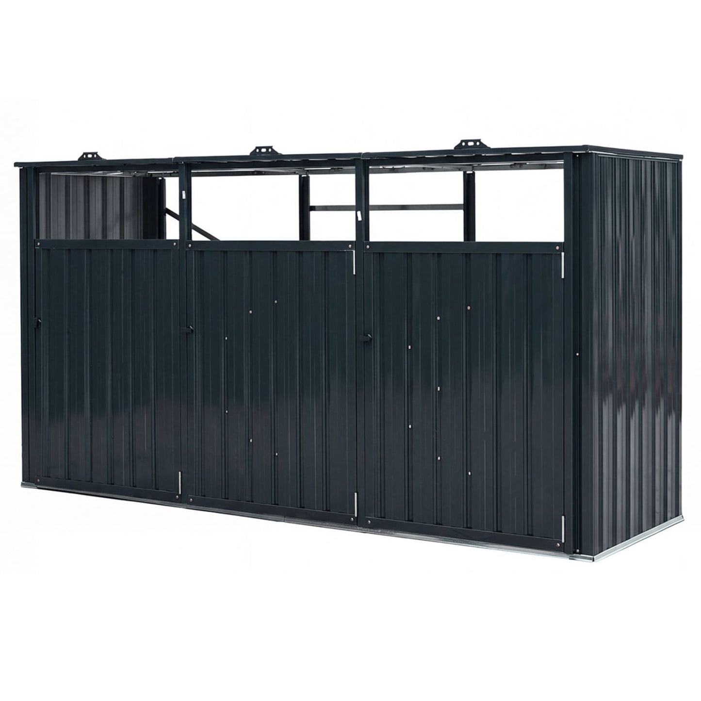3-Bin Metal Trash Can Shed with Flip-Up Lids, Dark Gray Sheds & Outdoor Storage Dark Gray at Gallery Canada