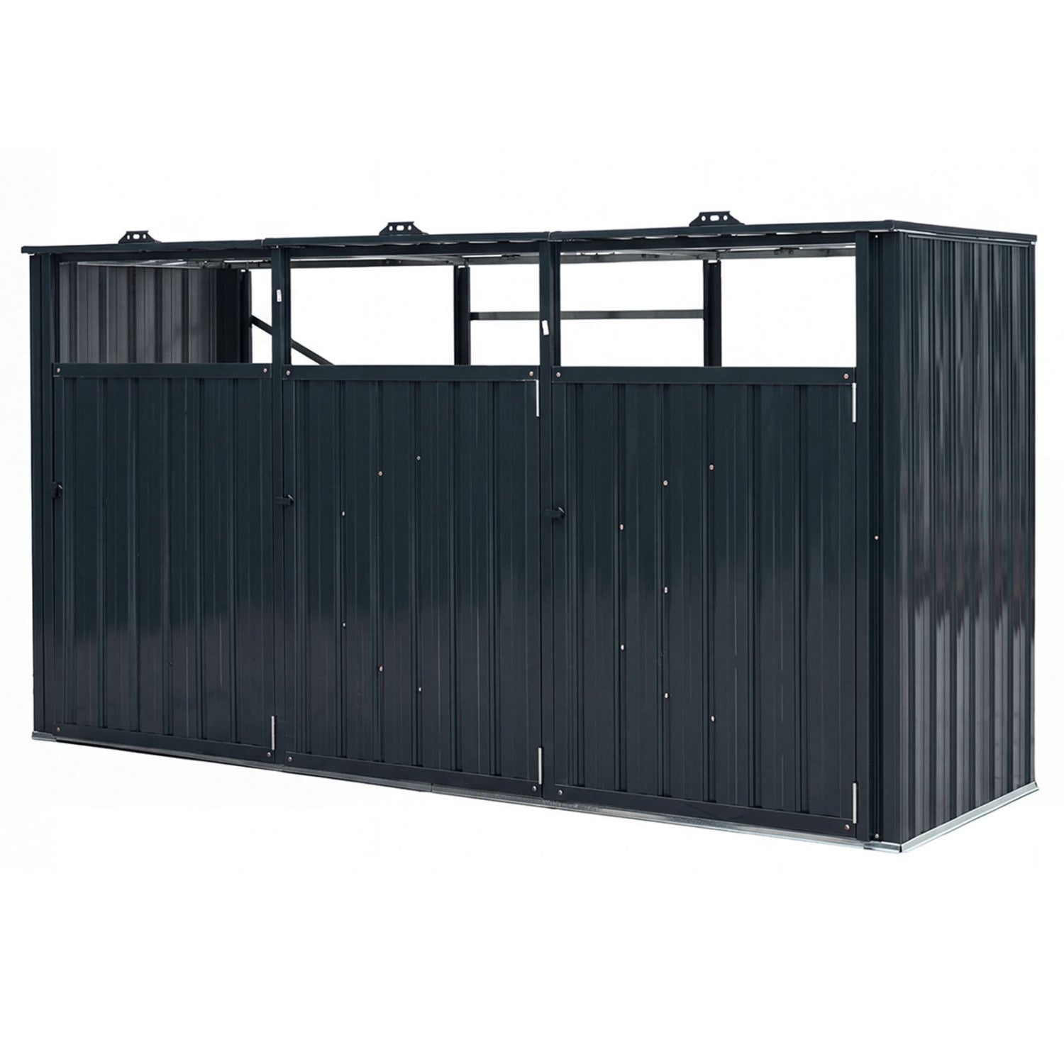 3-Bin Metal Trash Can Shed with Flip-Up Lids, Dark Gray Sheds & Outdoor Storage at Gallery Canada