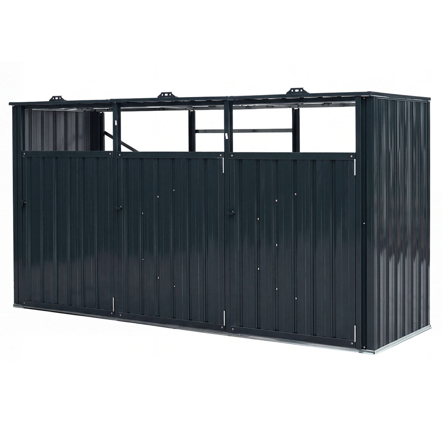 3-Bin Metal Trash Can Shed with Flip-Up Lids, Dark Gray Sheds & Outdoor Storage at Gallery Canada