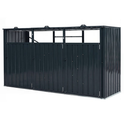 3-Bin Metal Trash Can Shed with Flip-Up Lids, Dark Gray Sheds & Outdoor Storage at Gallery Canada