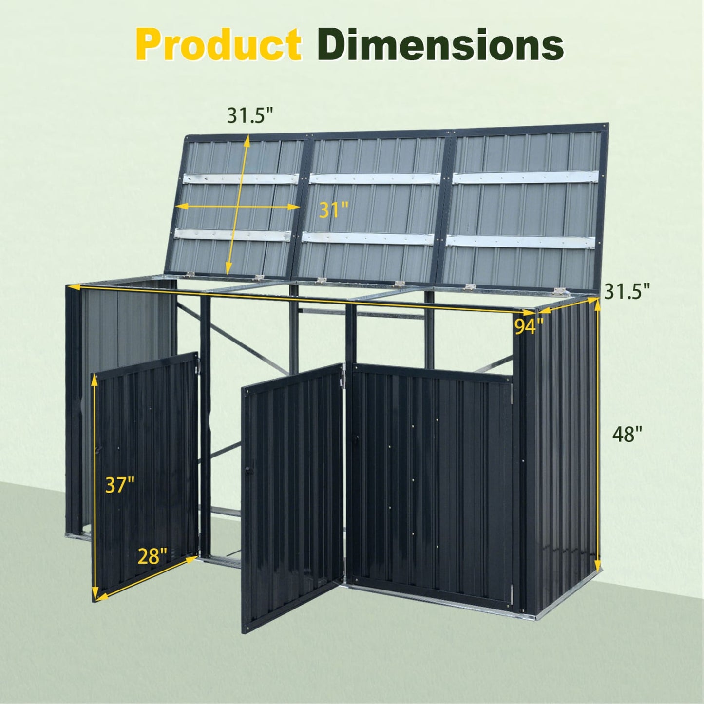 3-Bin Metal Trash Can Shed with Flip-Up Lids, Dark Gray Sheds & Outdoor Storage at Gallery Canada
