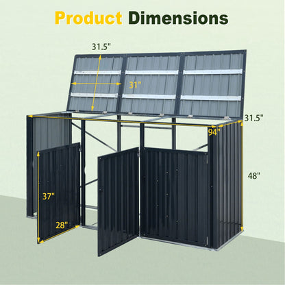 3-Bin Metal Trash Can Shed with Flip-Up Lids, Dark Gray Sheds & Outdoor Storage at Gallery Canada