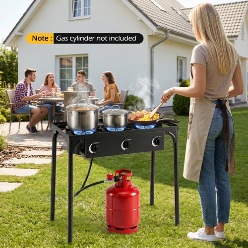 3 Burner Propane Stove, 240000 BTU, Black