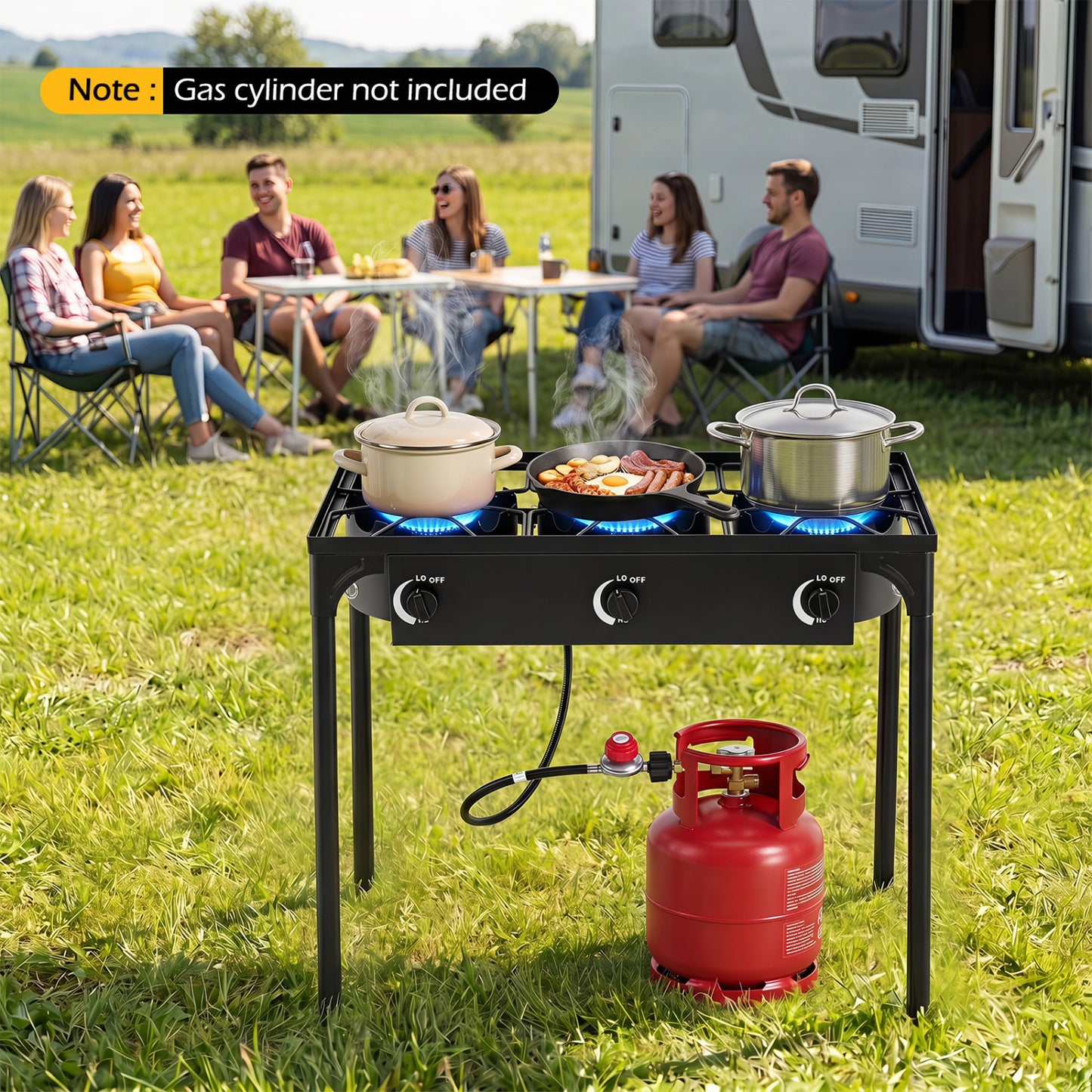 3 Burner Propane Stove, 240000 BTU, Black