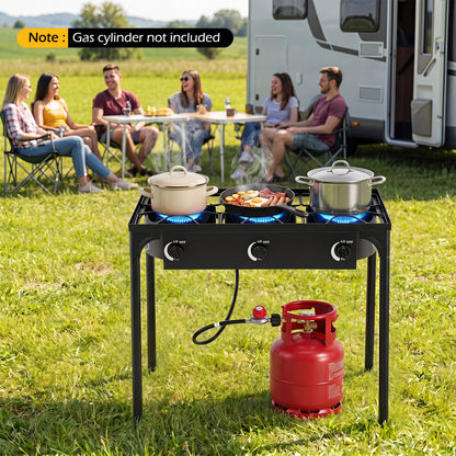 3 Burner Propane Stove, 240000 BTU, Black