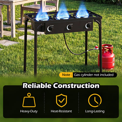 3 Burner Propane Stove, 240000 BTU, Black
