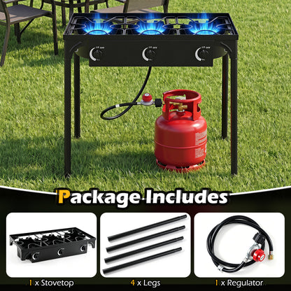 3 Burner Propane Stove, 240000 BTU, Black