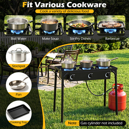 3 Burner Propane Stove, 240000 BTU, Black
