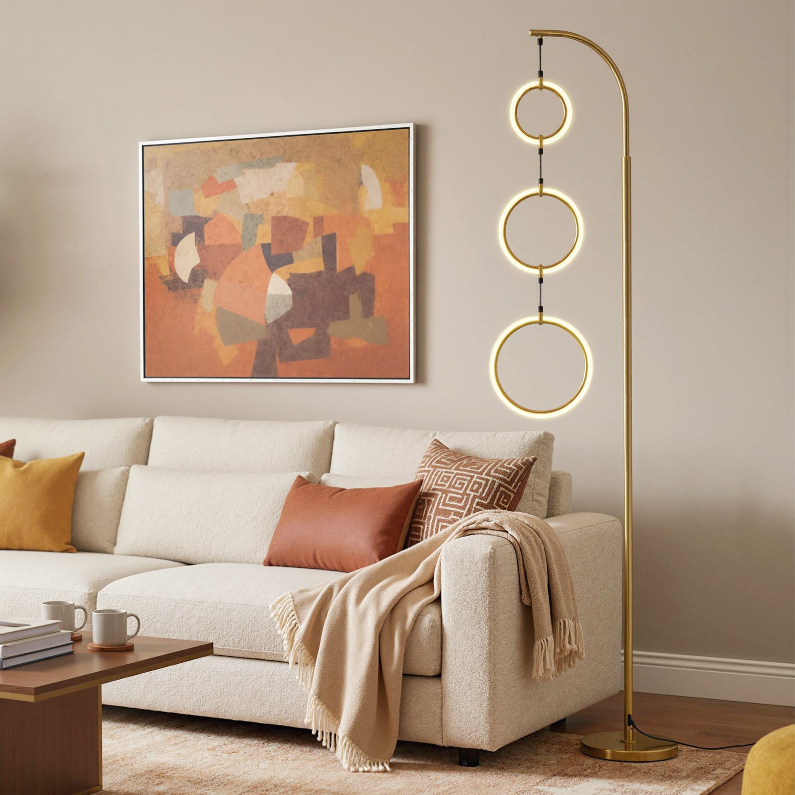 3-Circle Dimmable LED Floor Lamp, 3 Color Temperatures, Golden Table & Floor Lamps at Gallery Canada