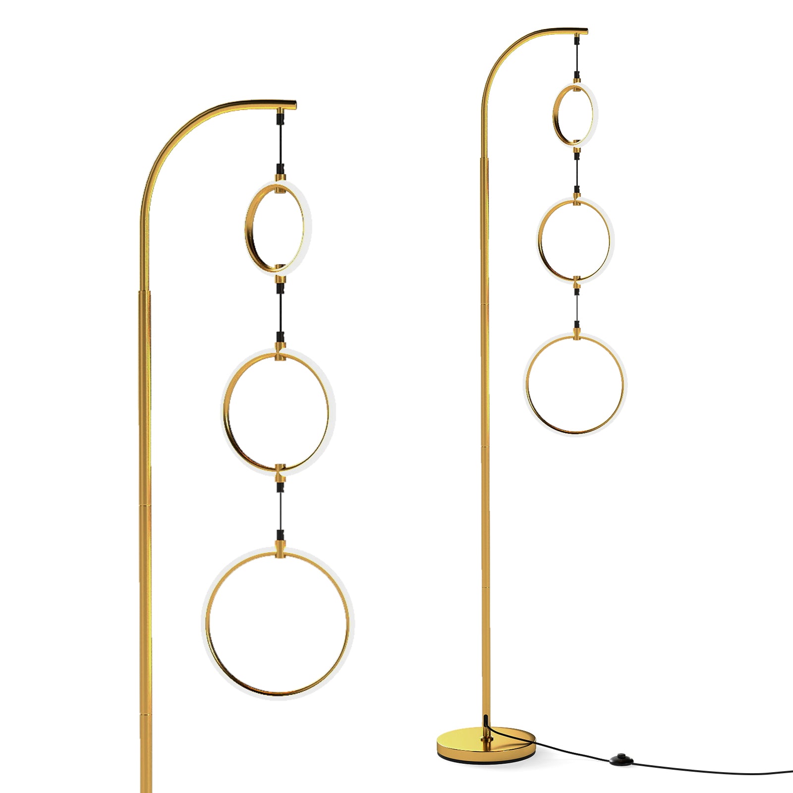3-Circle Dimmable LED Floor Lamp, 3 Color Temperatures, Golden Table & Floor Lamps at Gallery Canada