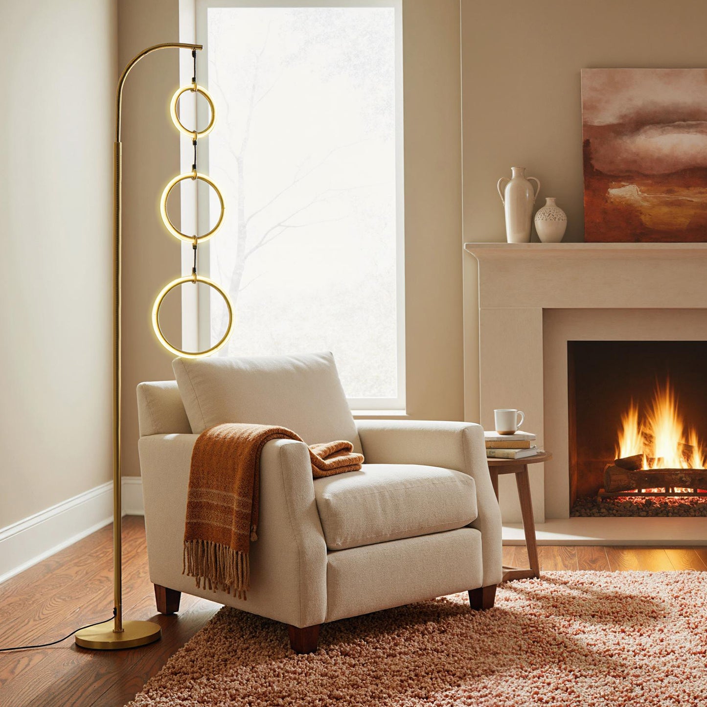 3-Circle Dimmable LED Floor Lamp, 3 Color Temperatures, Golden Table & Floor Lamps at Gallery Canada