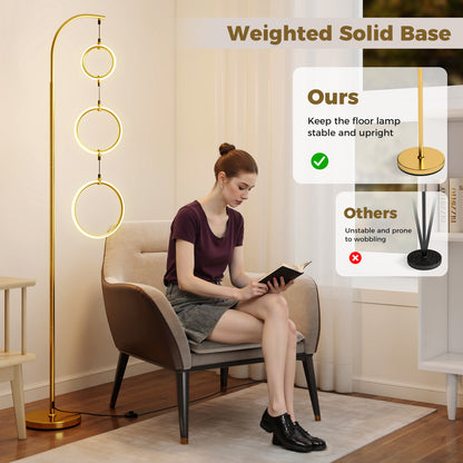 3-Circle Dimmable LED Floor Lamp, 3 Color Temperatures, Golden Table & Floor Lamps at Gallery Canada