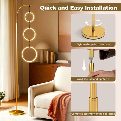 3-Circle Dimmable LED Floor Lamp, 3 Color Temperatures, Golden Table & Floor Lamps at Gallery Canada