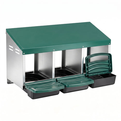 3-Compartment Roll Away Chicken Nesting Box, Green