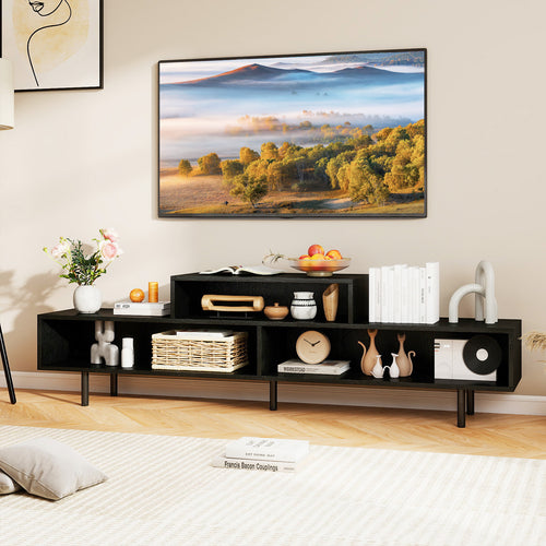 3 Cubby TV Stand for TVs up to 70 Inch Entertainment Center with Open Storage Compartments, Black