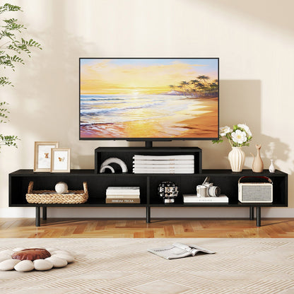 3 Cubby TV Stand for TVs up to 70 Inch Entertainment Center with Open Storage Compartments, Black Entertainment Centers & TV Stands at Gallery Canada