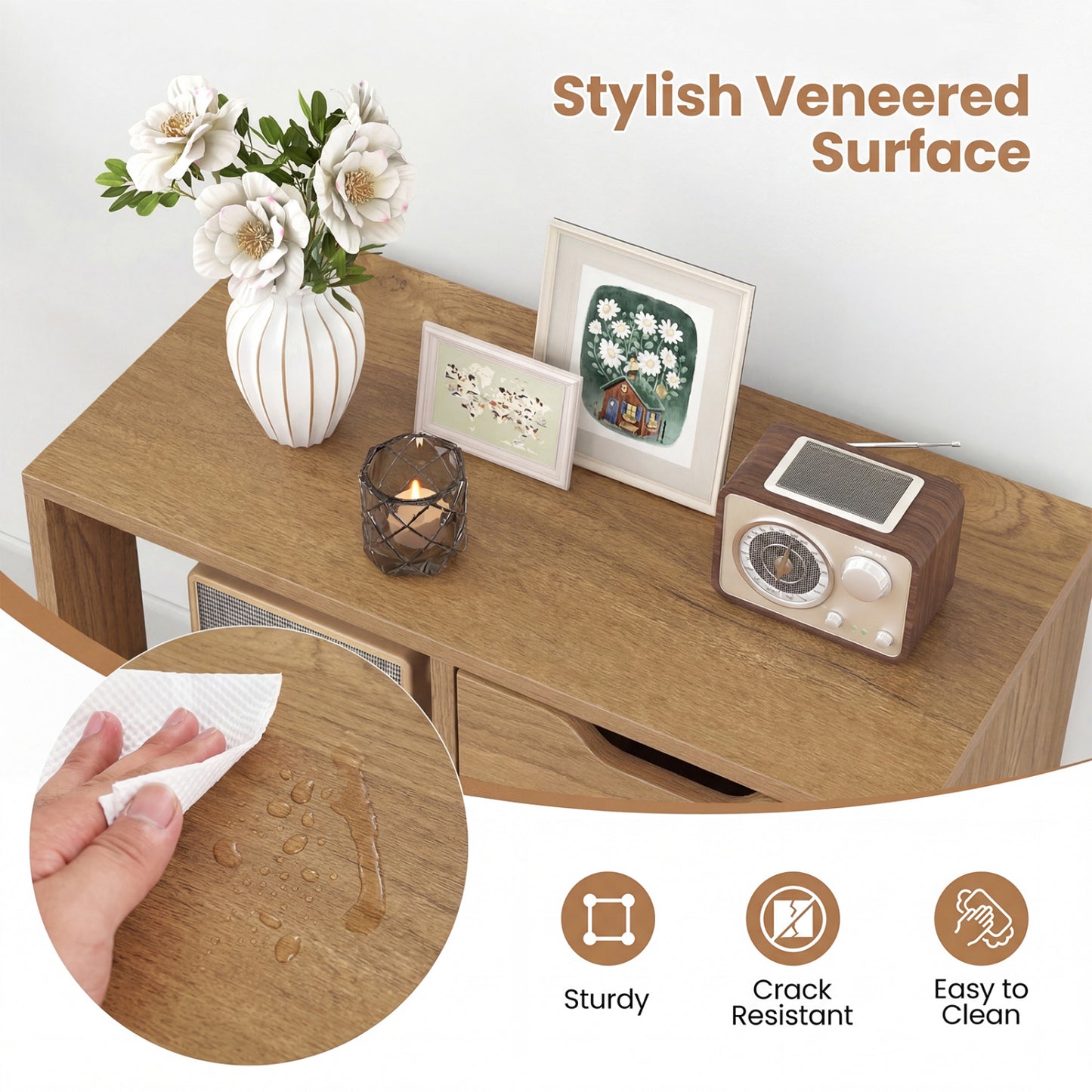 3-Cube Bookcase 2-Tier Wooden Shelf with Drawer, Natural Bookcases at Gallery Canada