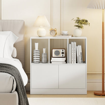 3-Cube Bookcase with Doors 3-Tier Cubic Bookshelf with Open Compartments and Cabinet, White Bookcases at Gallery Canada