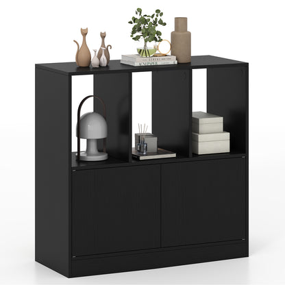 3-Cube Bookcase with Doors, 3-Tier, Black Bookcases Black at Gallery Canada