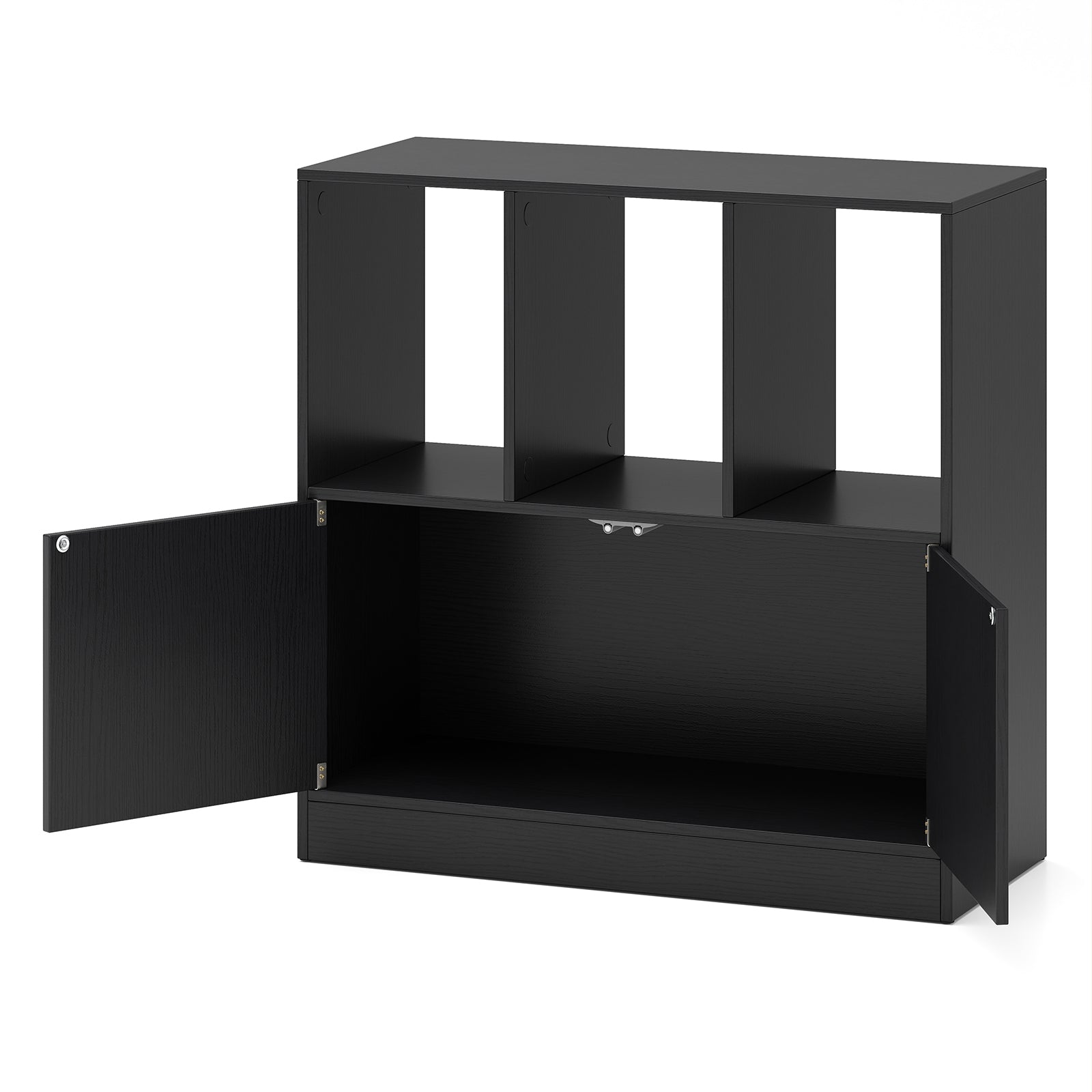 3-Cube Bookcase with Doors, 3-Tier, Black Bookcases at Gallery Canada