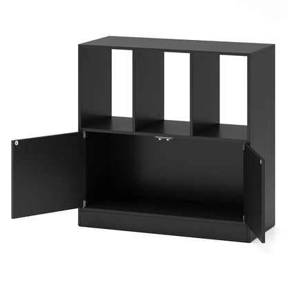 3-Cube Bookcase with Doors, 3-Tier, Black Bookcases at Gallery Canada