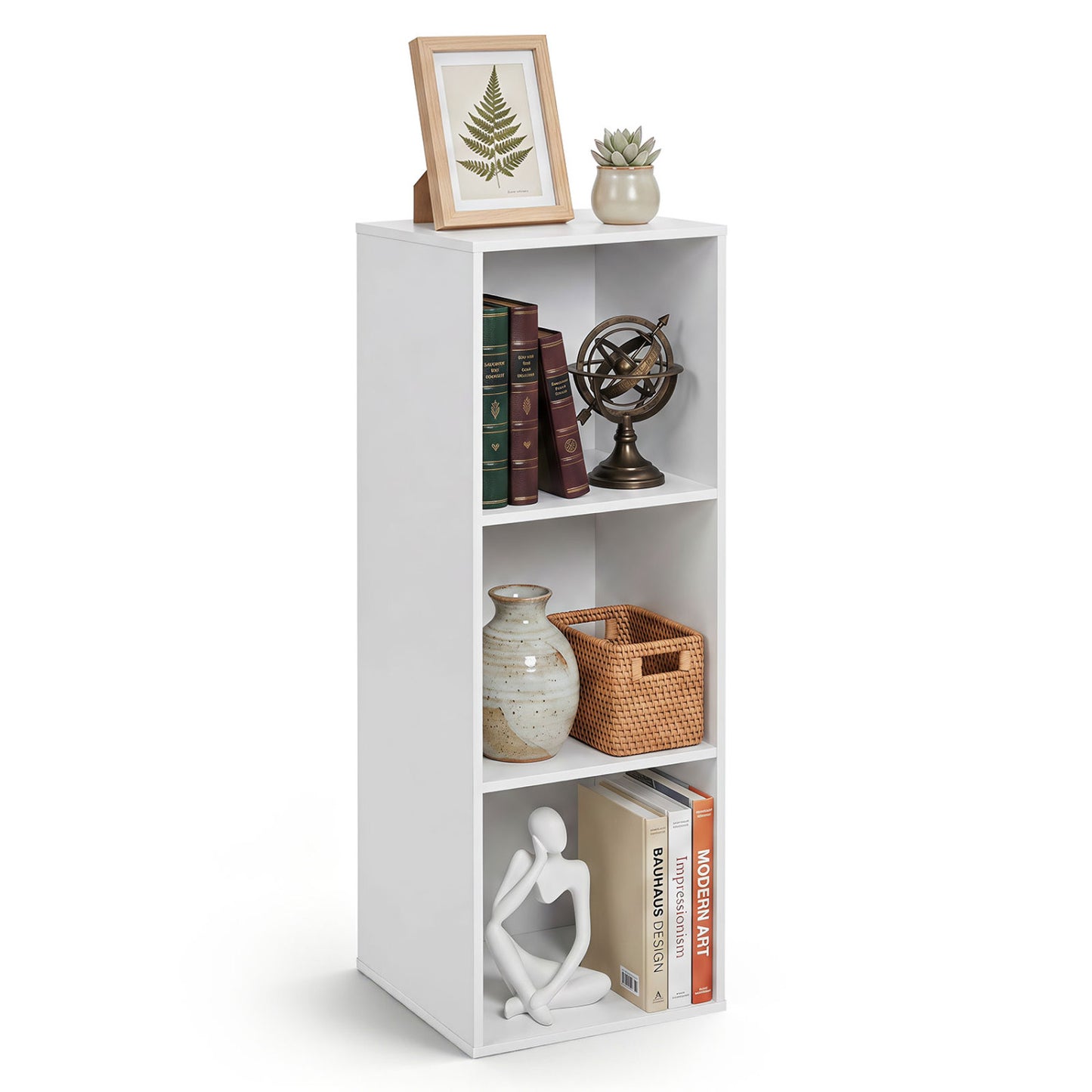 Bibliothèque de rangement à 3 cubes avec kit anti-basculement, blanc