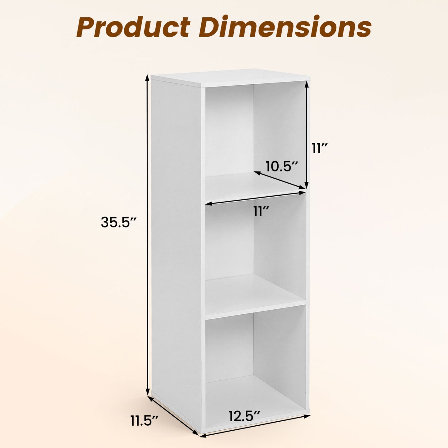 Bibliothèque de rangement à 3 cubes avec kit anti-basculement, blanc
