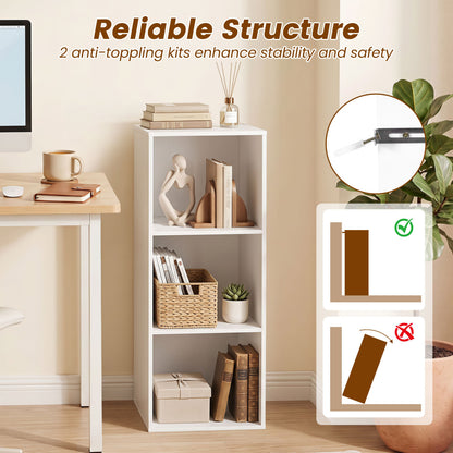 Bibliothèque de rangement à 3 cubes avec kit anti-basculement, blanc