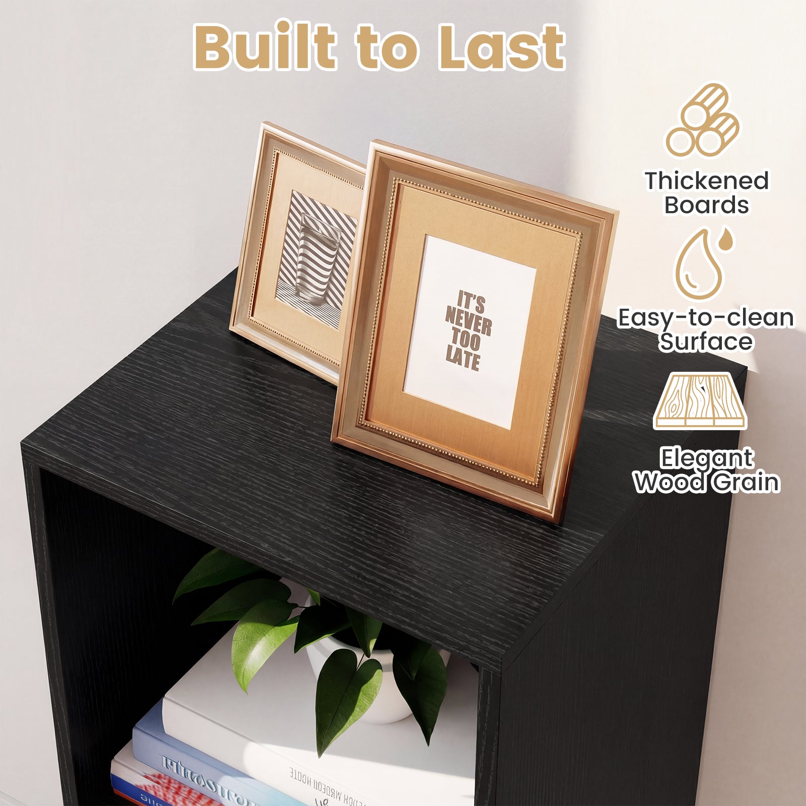 3 Cube Bookshelf with Back Guardrail for Living Room Bedroom, Black Bookcases at Gallery Canada