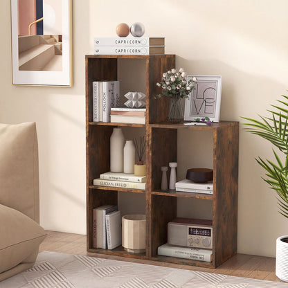 3 Cube Bookshelf With Back Guardrail, Brown