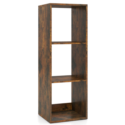 3 Cube Bookshelf With Back Guardrail, Brown