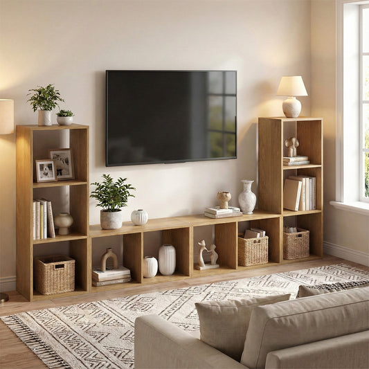 3 Cube Bookshelf, With Back Guardrail, Natural Bookcases Natural at Gallery Canada