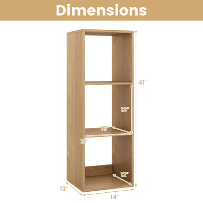 3 Cube Bookshelf, With Back Guardrail, Natural
