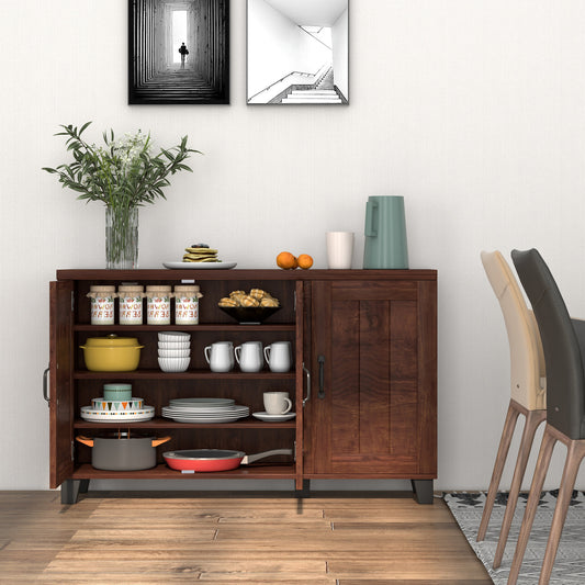 3-Door Buffet Sideboard, Adjustable Shelves, Anti-Tipping Kit, Brown Sideboards Cabinets & Buffets Brown at Gallery Canada