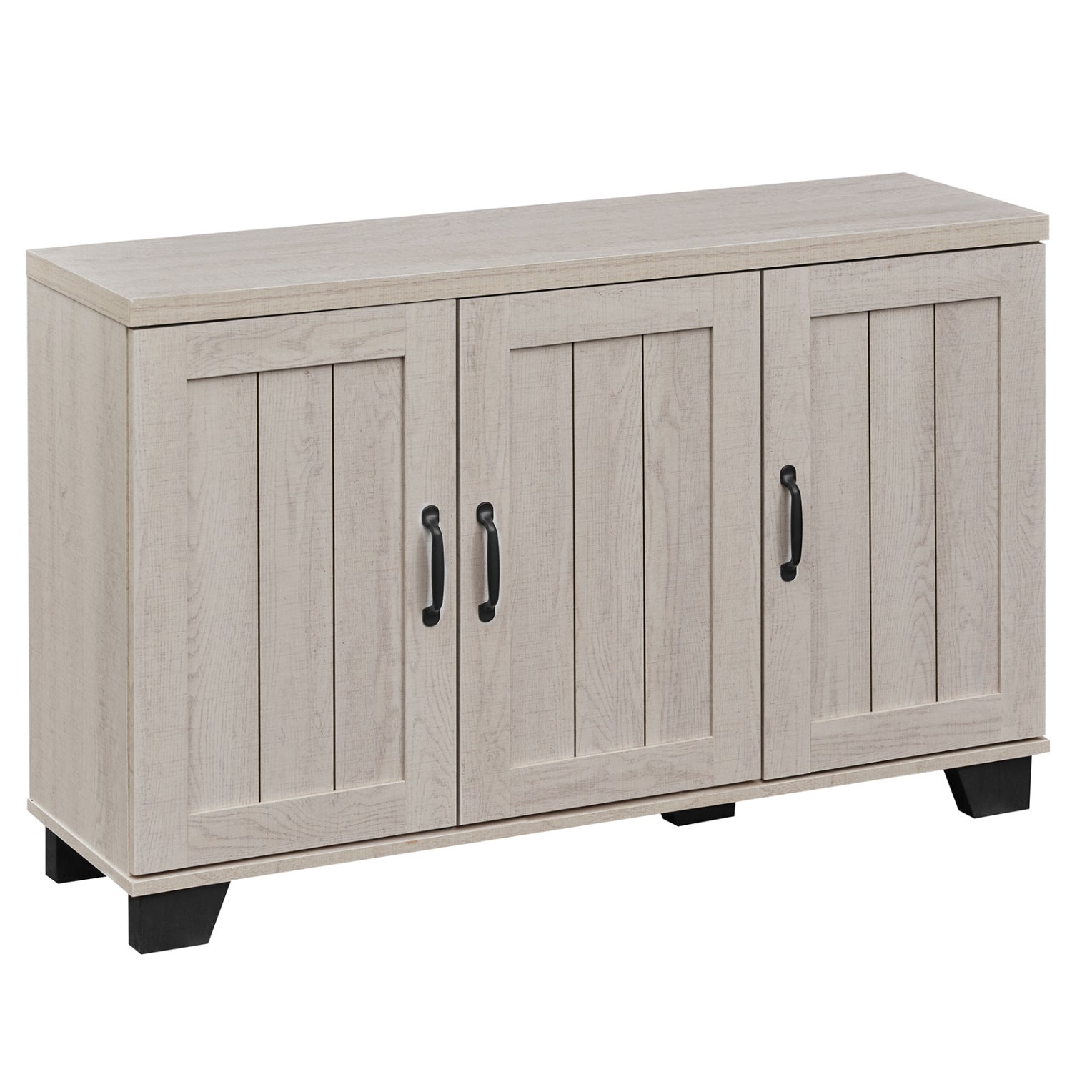 3-Door Buffet Sideboard, Adjustable Shelves, Anti-Tipping Kits, White Wash, White Sideboards Cabinets & Buffets at Gallery Canada