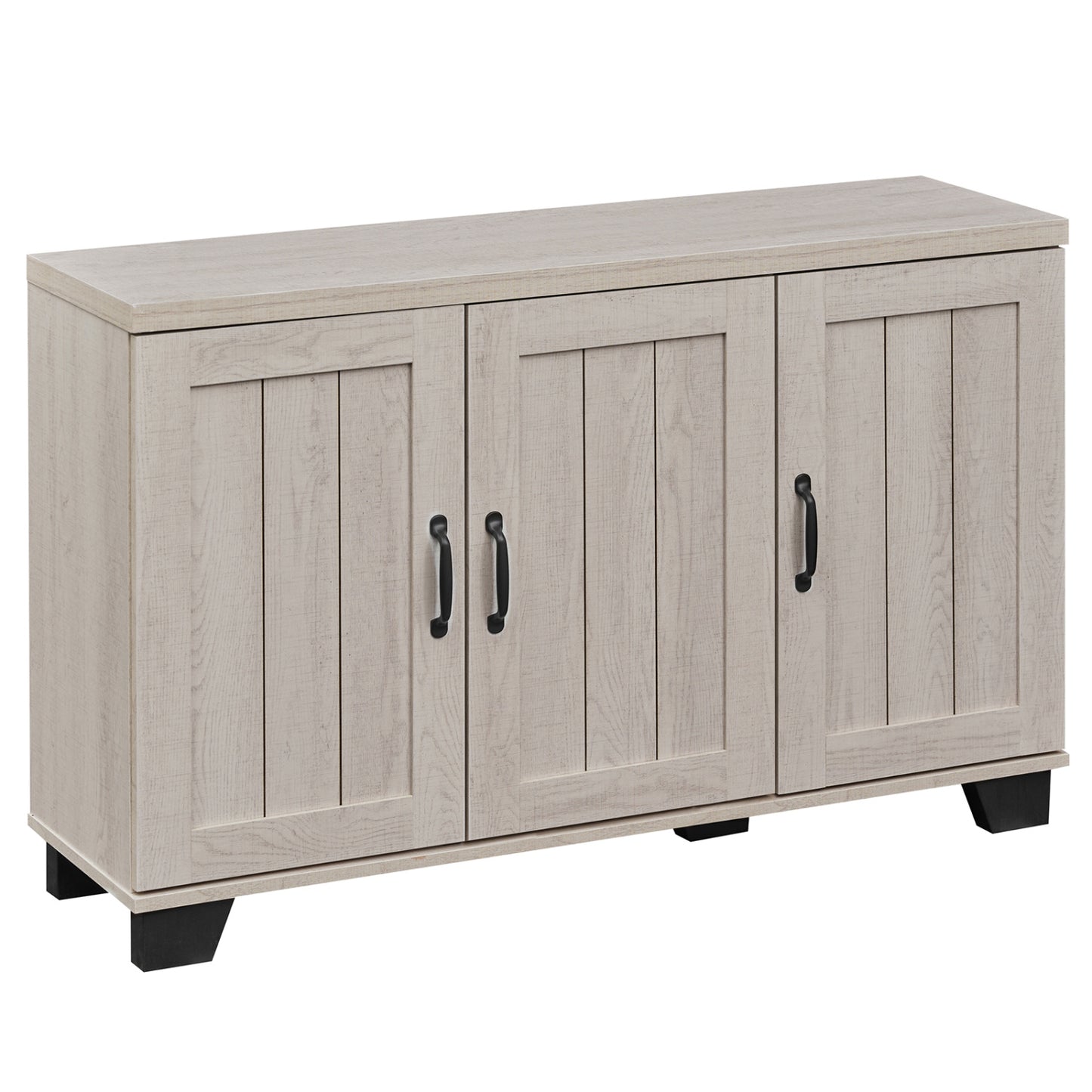 3-Door Buffet Sideboard, Adjustable Shelves, Anti-Tipping Kits, White Wash, White Sideboards Cabinets & Buffets at Gallery Canada