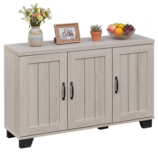 3-Door Buffet Sideboard, Adjustable Shelves, Anti-Tipping Kits, White Wash, White Sideboards Cabinets & Buffets White at Gallery Canada