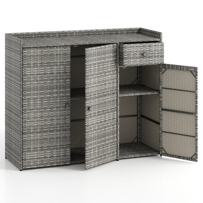 3 Door Outdoor PE Wicker Storage Cabinet