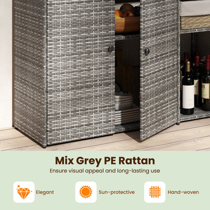 3 Door Outdoor PE Wicker Storage Cabinet