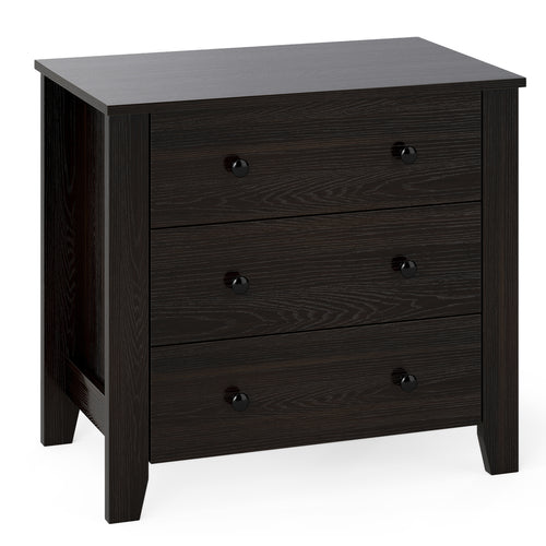 3-Drawer Dresser, Modern Large Nightstand, Dark Brown