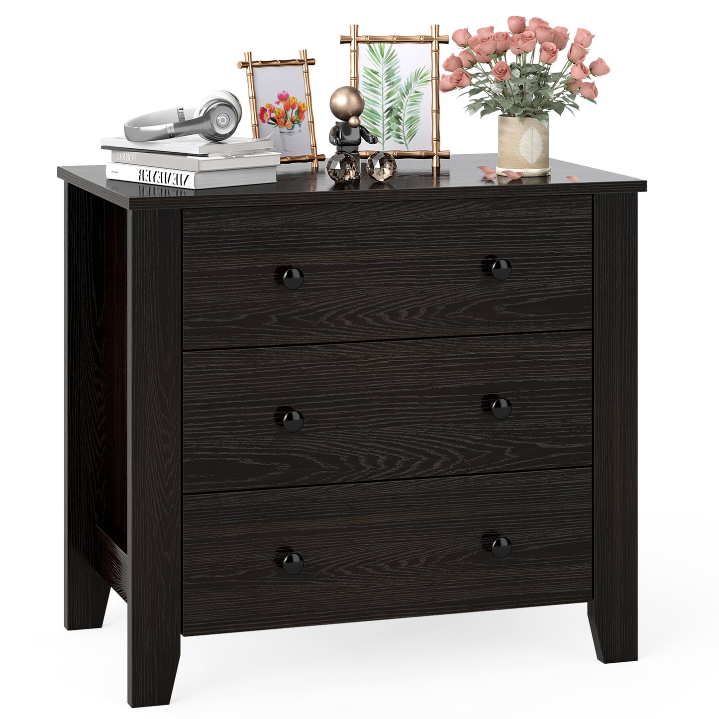 3-Drawer Dresser Wide Chest of Drawers Modern Large Nightstand Closet Storage Organizer, Dark Brown Dressers & Chests at Gallery Canada