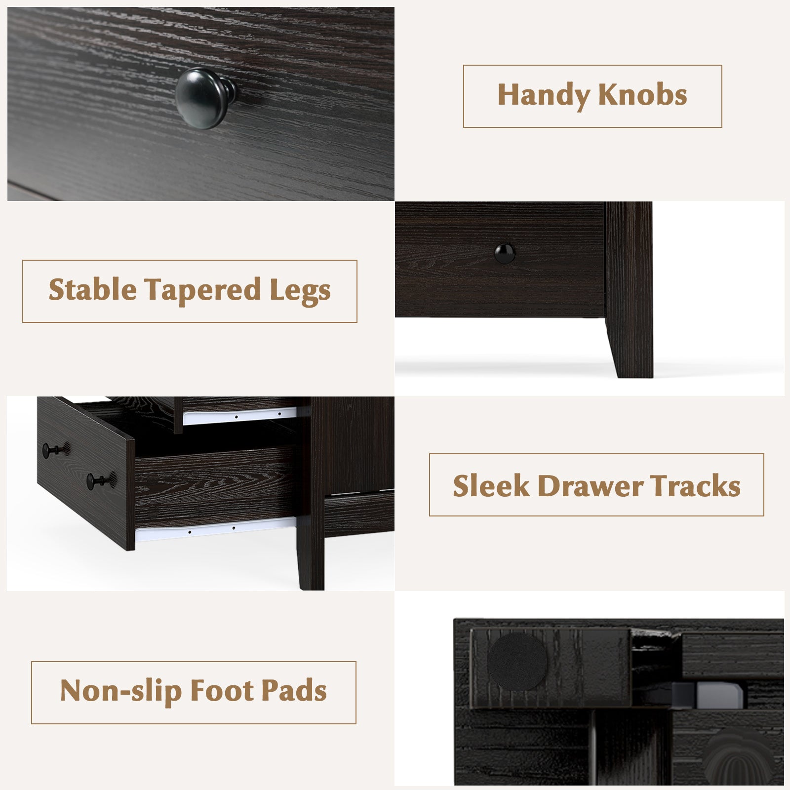 3-Drawer Dresser Wide Chest of Drawers Modern Large Nightstand Closet Storage Organizer, Dark Brown Dressers & Chests at Gallery Canada