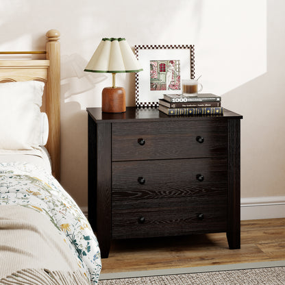 3-Drawer Dresser Wide Chest of Drawers Modern Large Nightstand Closet Storage Organizer, Dark Brown Dressers & Chests at Gallery Canada