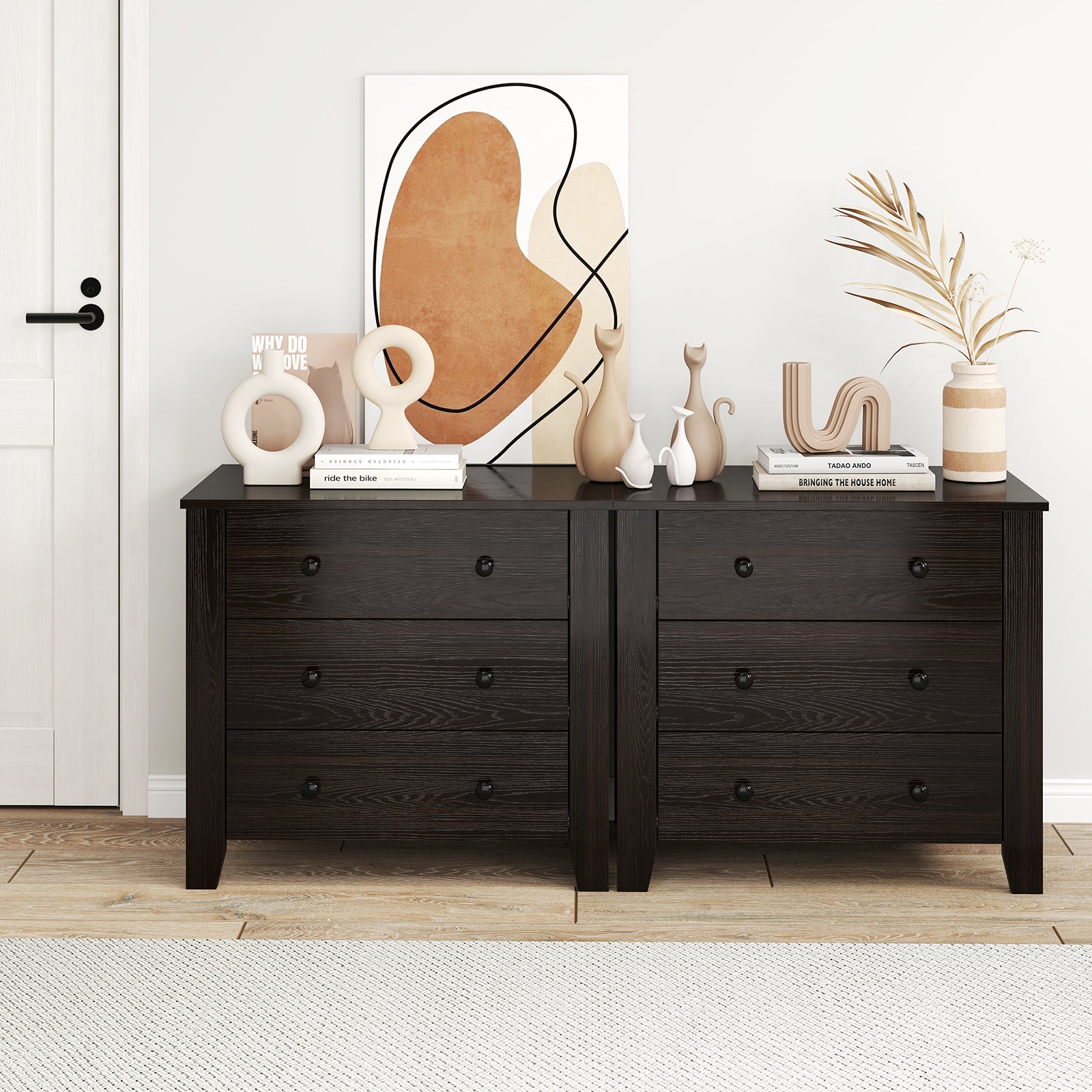 3-Drawer Dresser Wide Chest of Drawers Modern Large Nightstand Closet Storage Organizer, Dark Brown Dressers & Chests at Gallery Canada