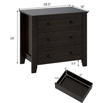 3-Drawer Dresser Wide Chest of Drawers Modern Large Nightstand Closet Storage Organizer, Dark Brown Dressers & Chests at Gallery Canada