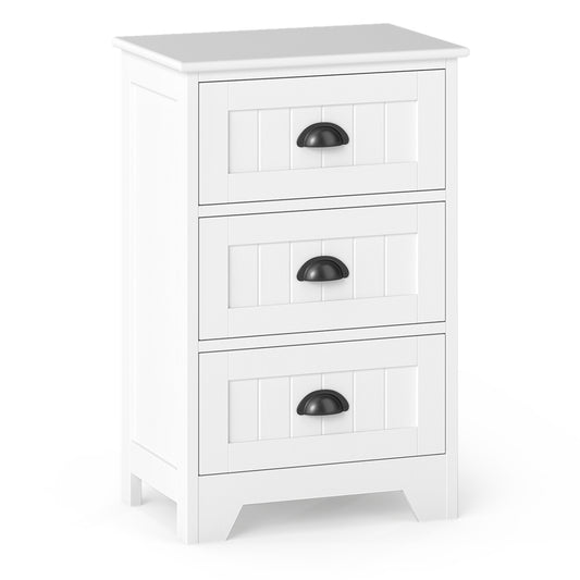3-Drawer End Storage Wood Nightstand, White Nightstands White at Gallery Canada