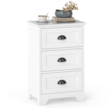 3-Drawer End Storage Wood Nightstand, White Nightstands at Gallery Canada